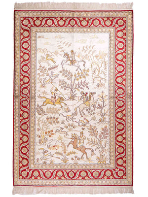 Seidenteppich - China Seide - 185 x 127 cm - beige