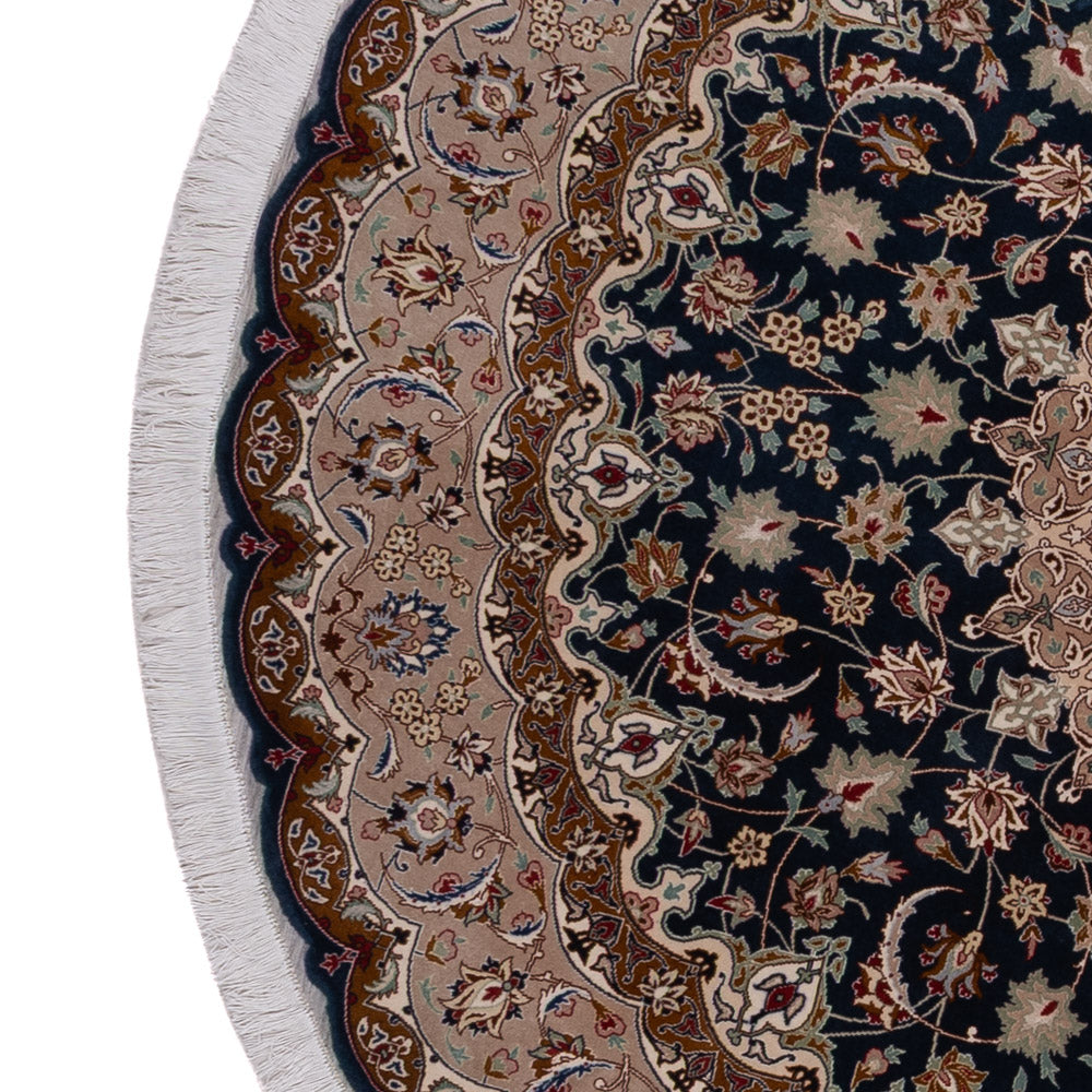 Perserteppich - Täbriz - Royal rund  - 200 x 200 cm - schwarzgrün