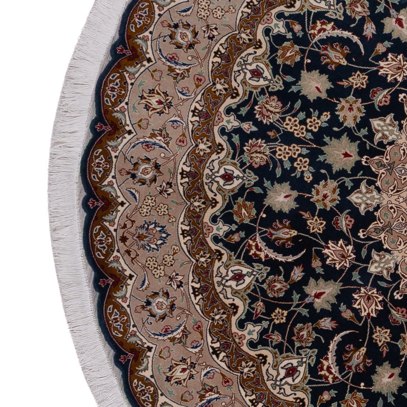 Perserteppich - Täbriz - Royal rund  - 200 x 200 cm - schwarzgrün