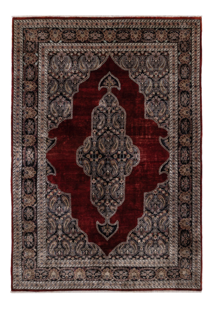 Alfombra de seda - Kayseri - 187 x 123 cm - rojo oscuro