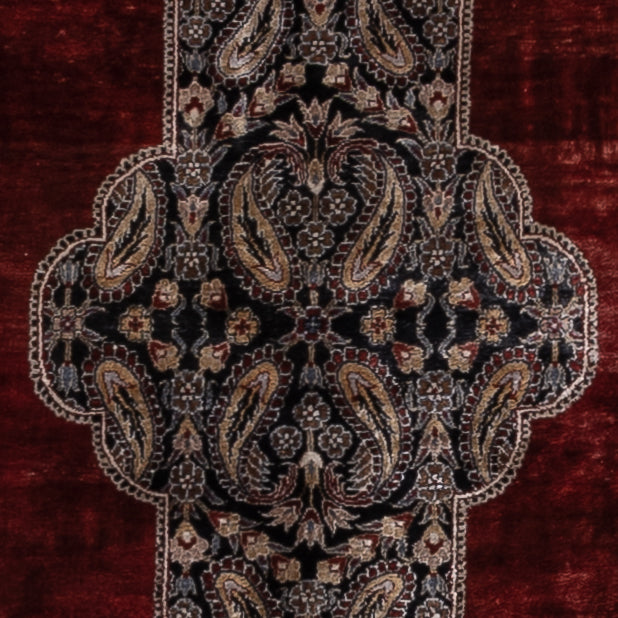 Alfombra de seda - Kayseri - 187 x 123 cm - rojo oscuro