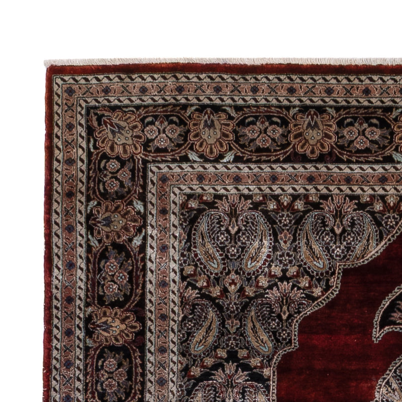 Alfombra de seda - Kayseri - 187 x 123 cm - rojo oscuro