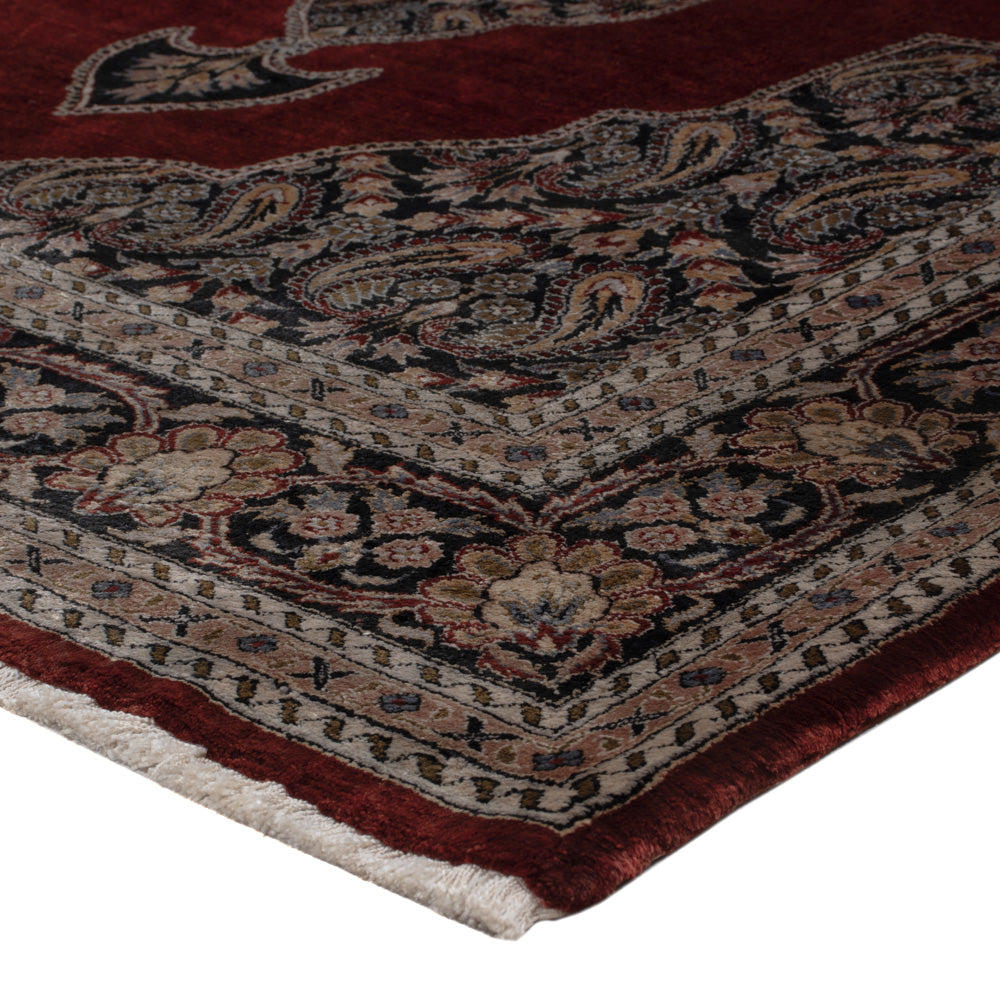 Alfombra de seda - Kayseri - 187 x 123 cm - rojo oscuro