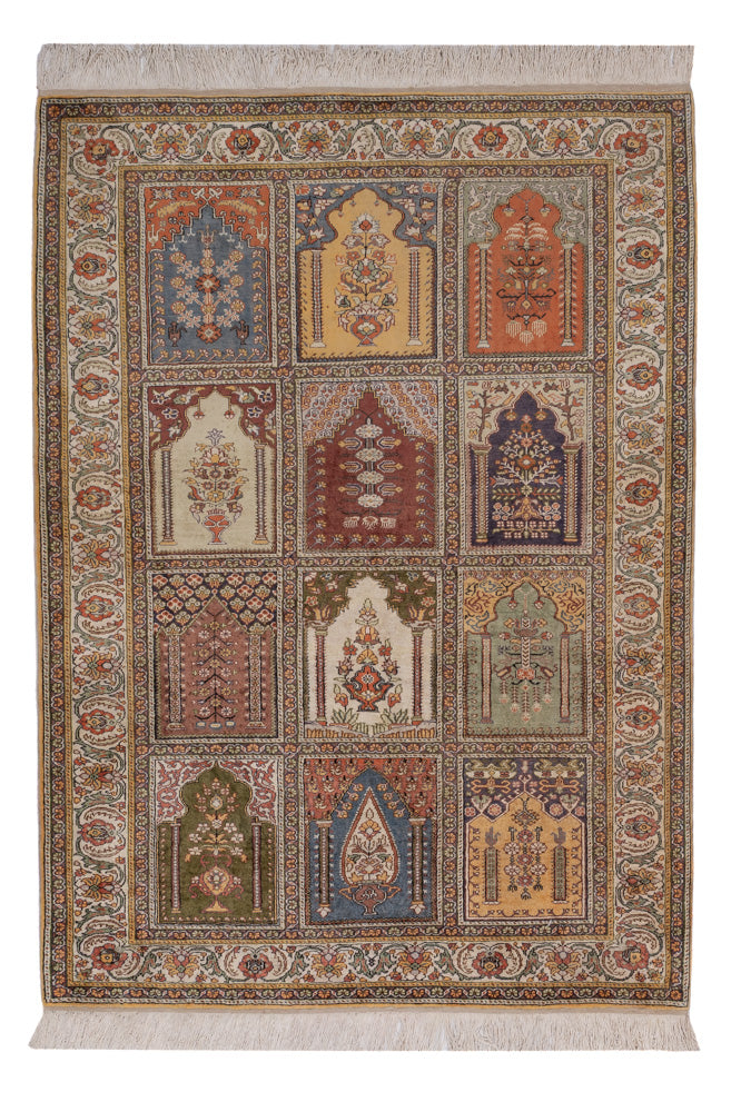 Alfombra de seda - Kayseri - 214 x 153 cm - multicolor