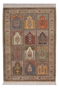 Alfombra de seda - Kayseri - 214 x 153 cm - multicolor