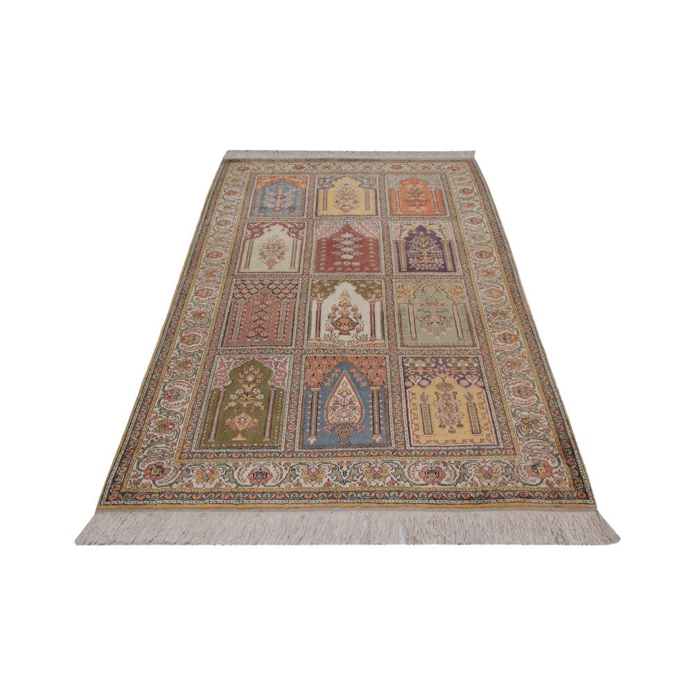 Alfombra de seda - Kayseri - 214 x 153 cm - multicolor