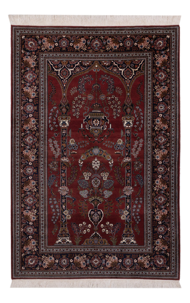 Alfombra persa - Keshan - 222 x 141 cm - rojo vino