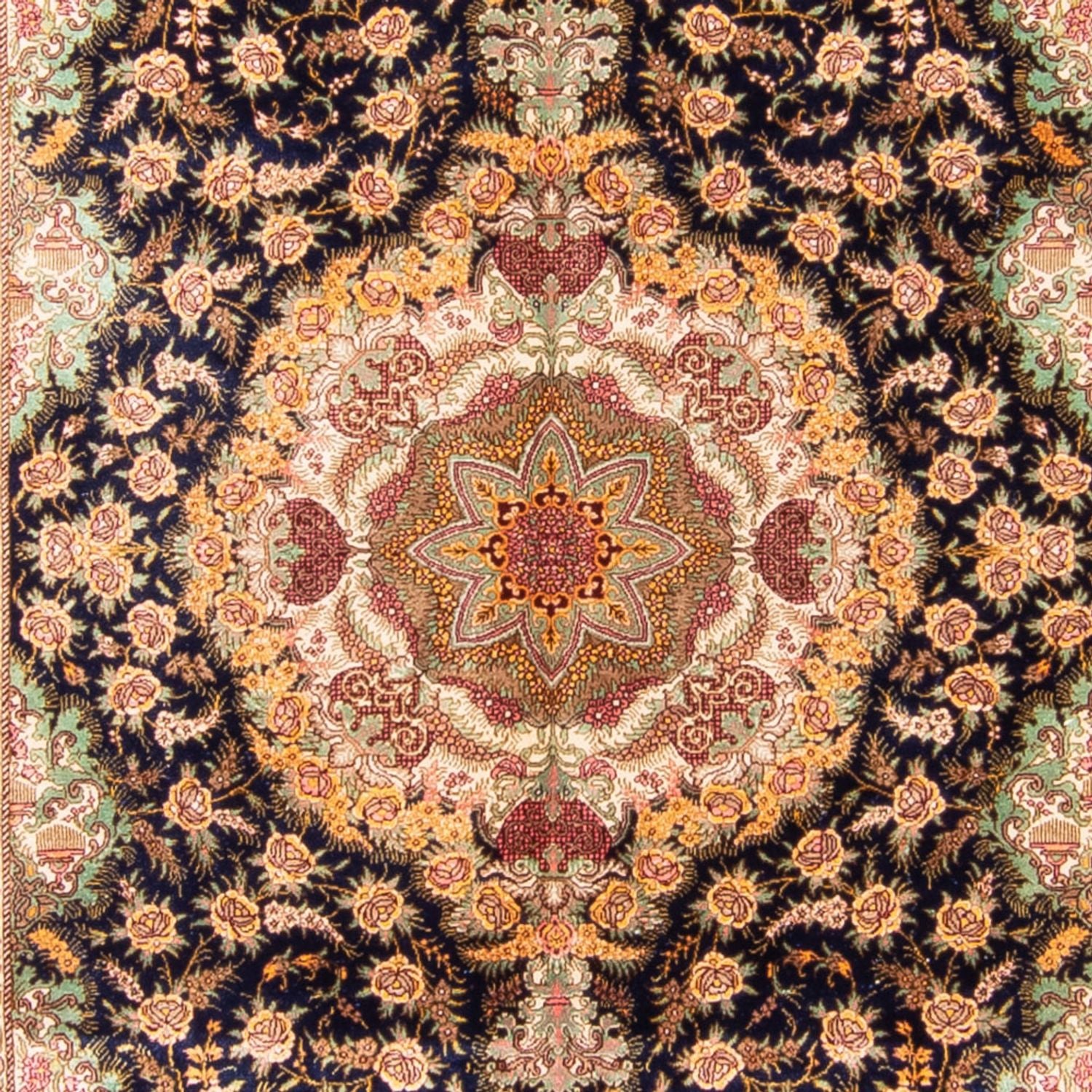 Alfombra de seda - Ghom Seda - Prima - 152 x 102 cm - azul oscuro