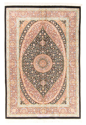 Alfombra de seda - Ghom Seda - Prima - 154 x 101 cm - azul oscuro
