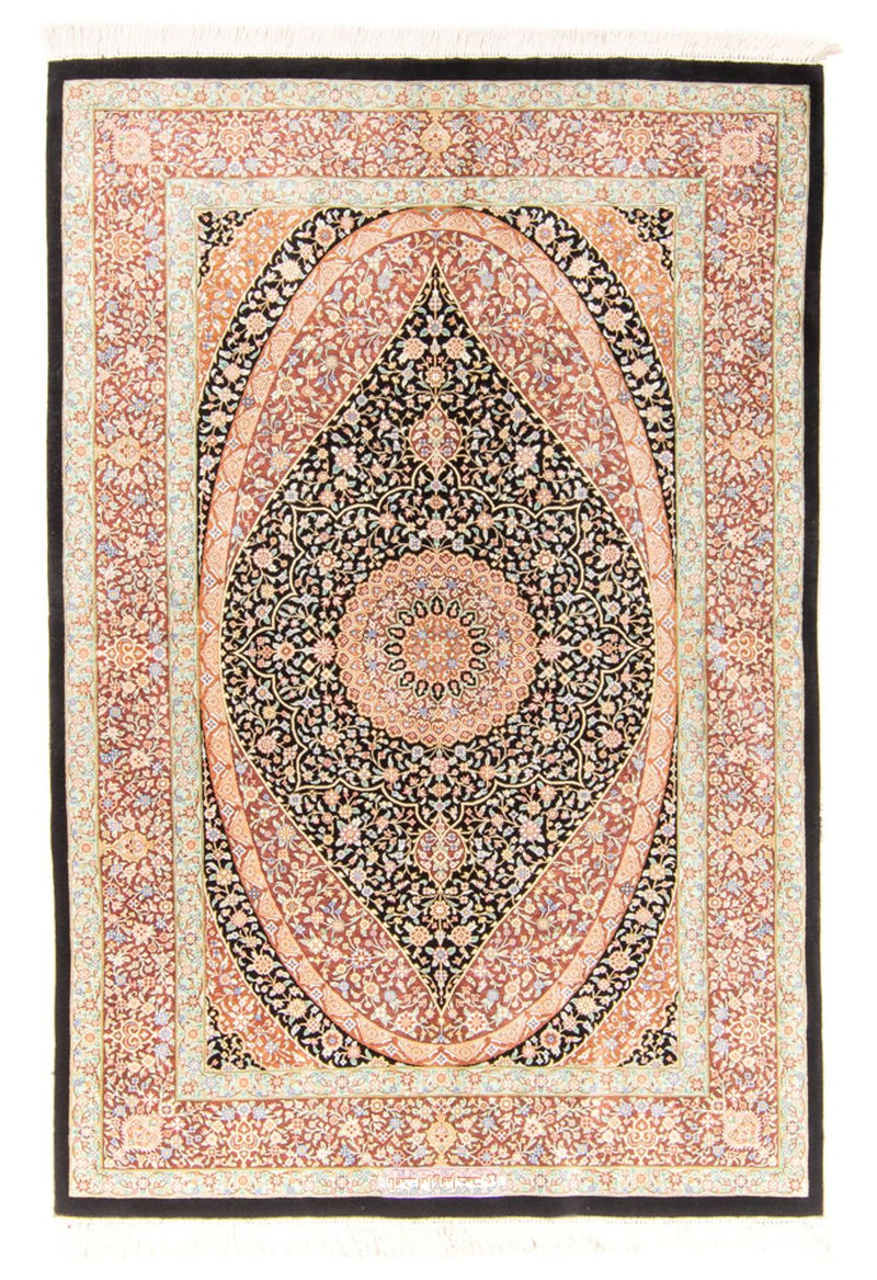 Alfombra de seda - Ghom Seda - Prima - 154 x 101 cm - azul oscuro