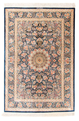 Alfombra de seda - Ghom Seda - Prima - 152 x 100 cm - azul oscuro