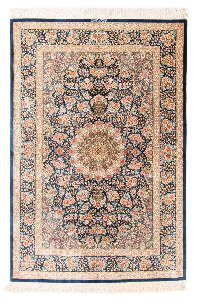 Alfombra de seda - Ghom Seda - Prima - 152 x 100 cm - azul oscuro