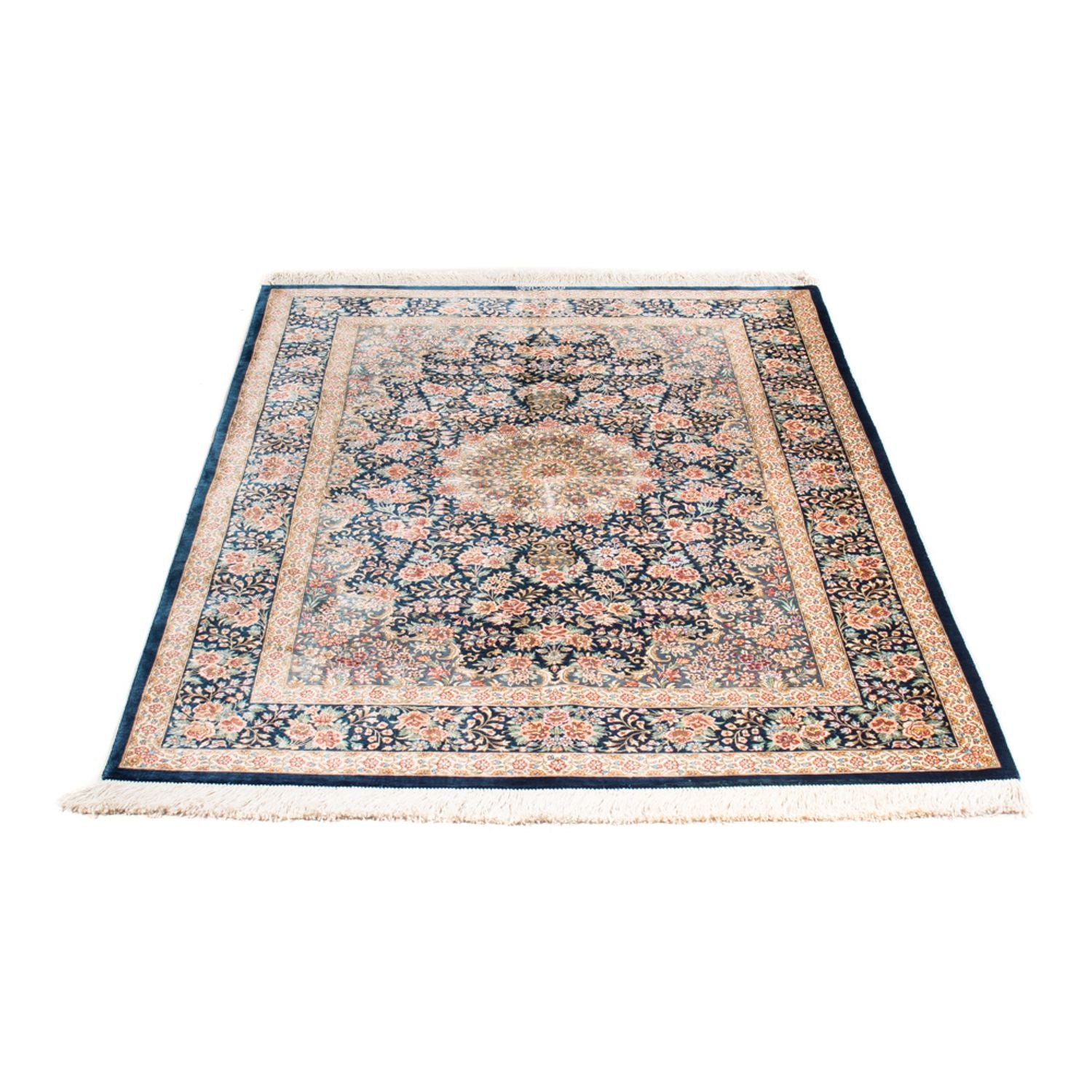 Alfombra de seda - Ghom Seda - Prima - 152 x 100 cm - azul oscuro