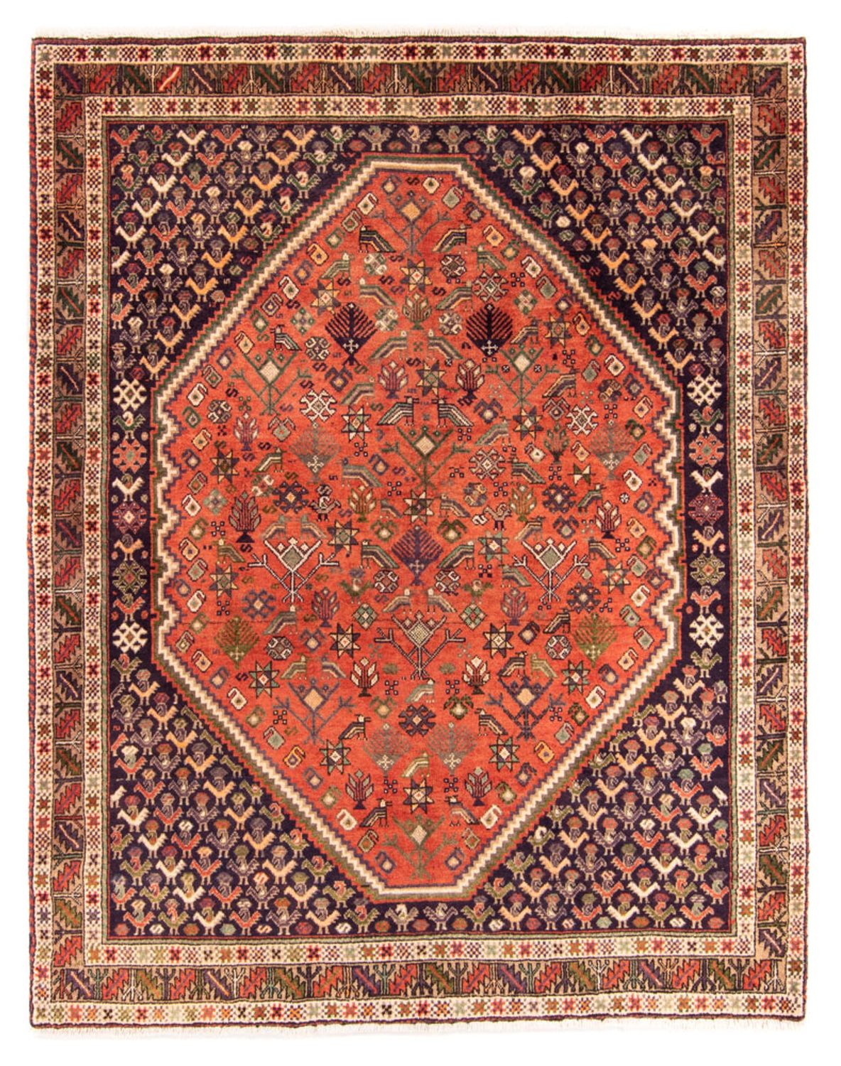 Alfombra persa - Nómada - 205 x 158 cm - naranja