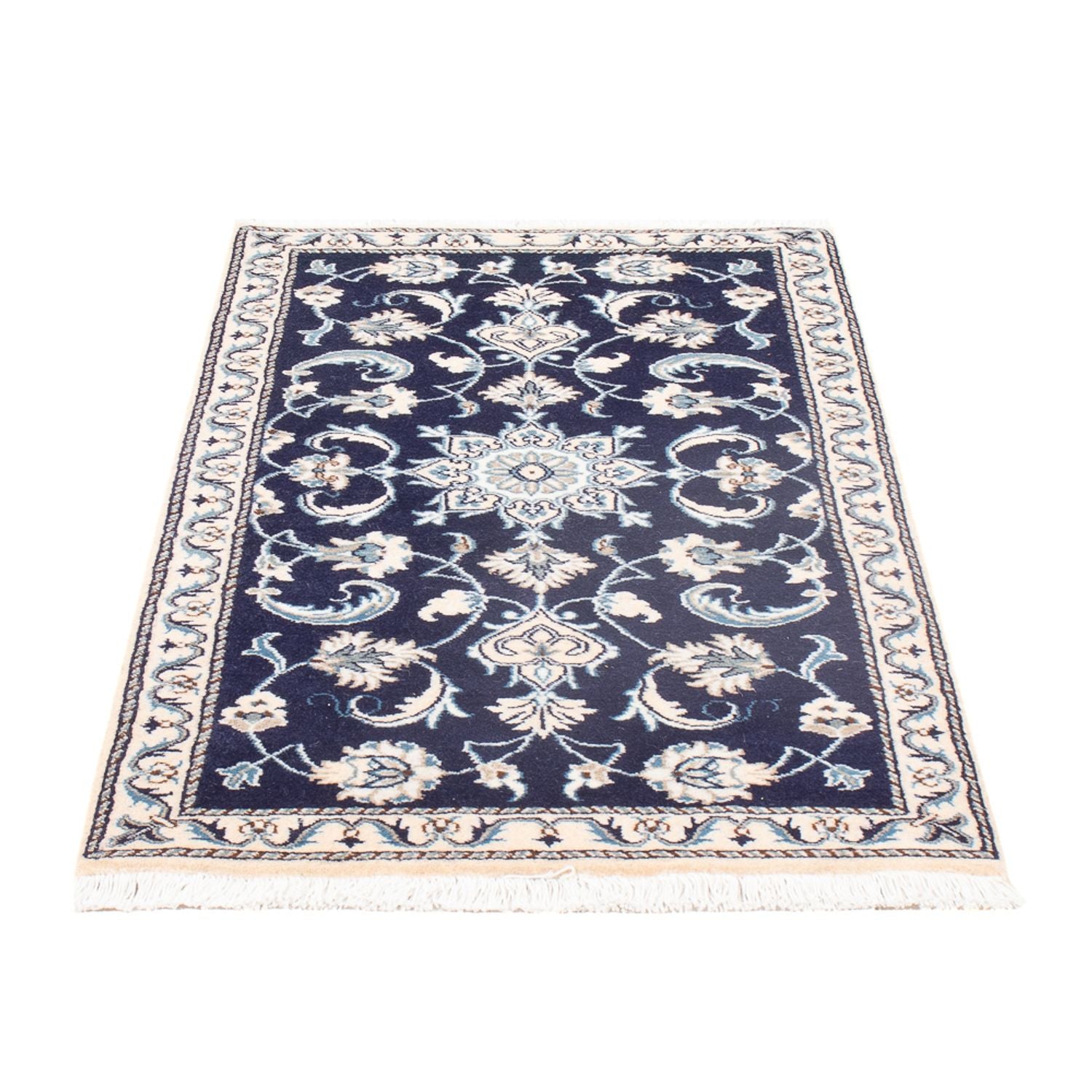 Alfombra persa - Nain - 135 x 67 cm - azul oscuro