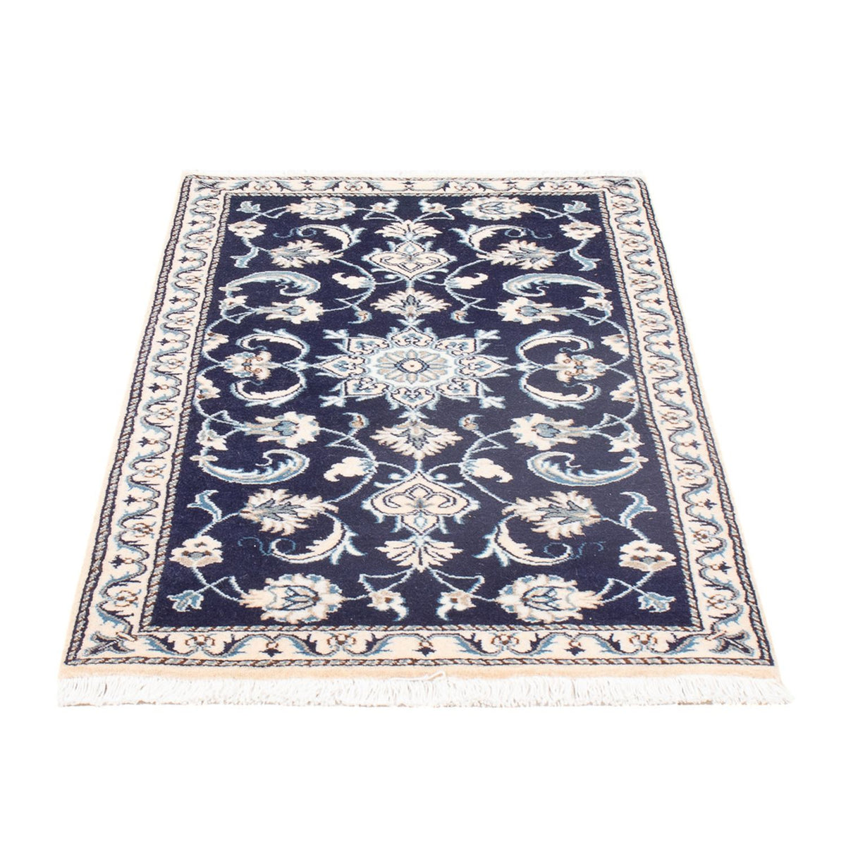 Alfombra persa - Nain - 135 x 67 cm - azul oscuro