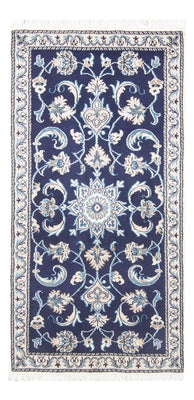 Alfombra persa - Nain - 137 x 71 cm - azul oscuro