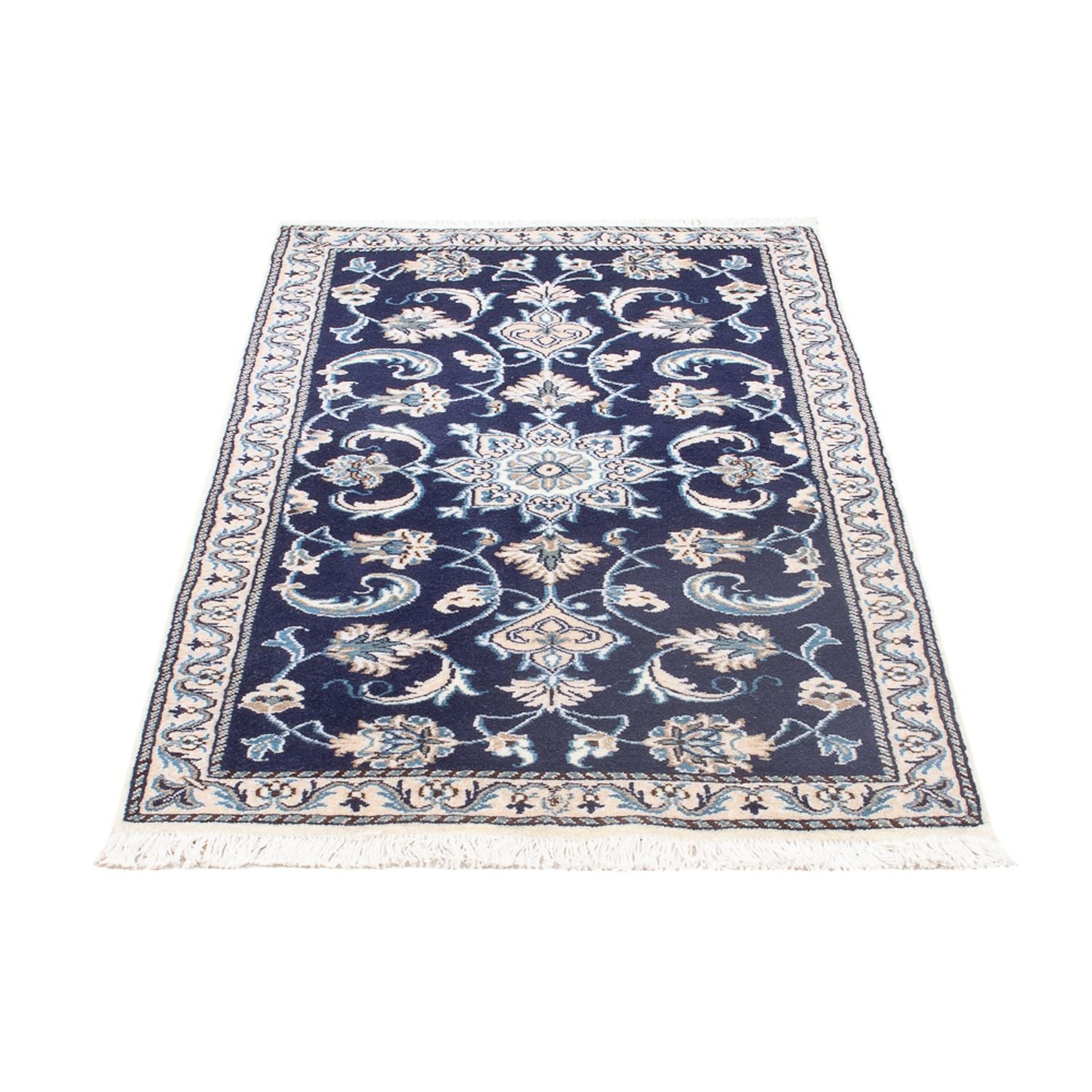 Alfombra persa - Nain - 137 x 71 cm - azul oscuro
