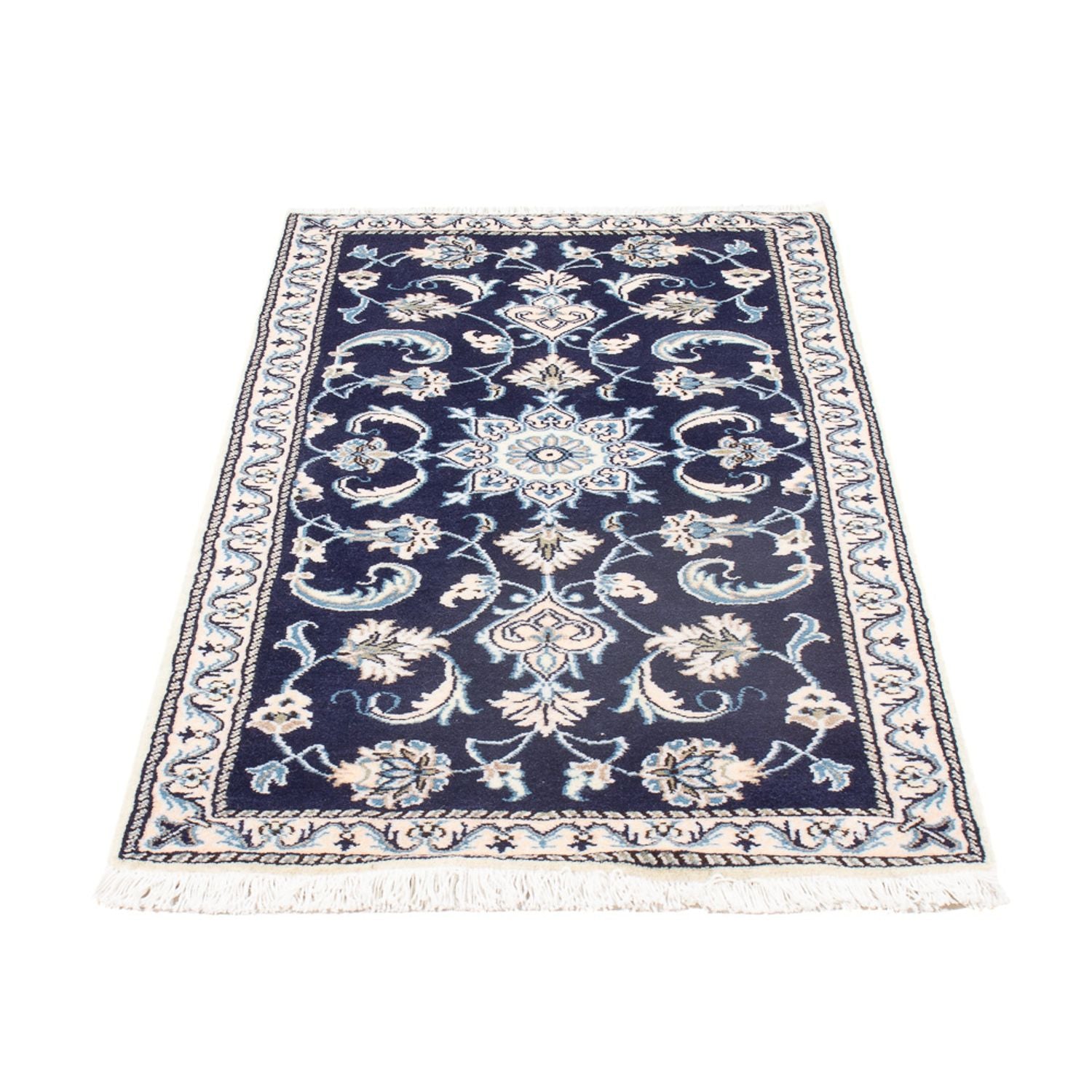 Alfombra persa - Nain - 134 x 67 cm - azul oscuro