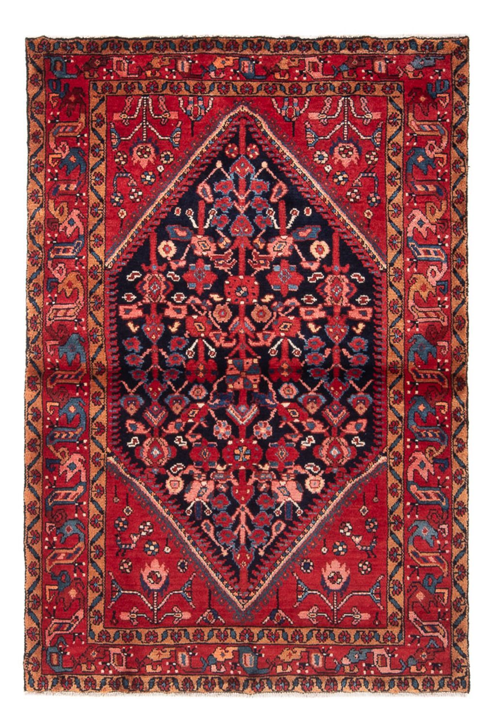 Alfombra persa - Nómada - 144 x 114 cm - azul oscuro