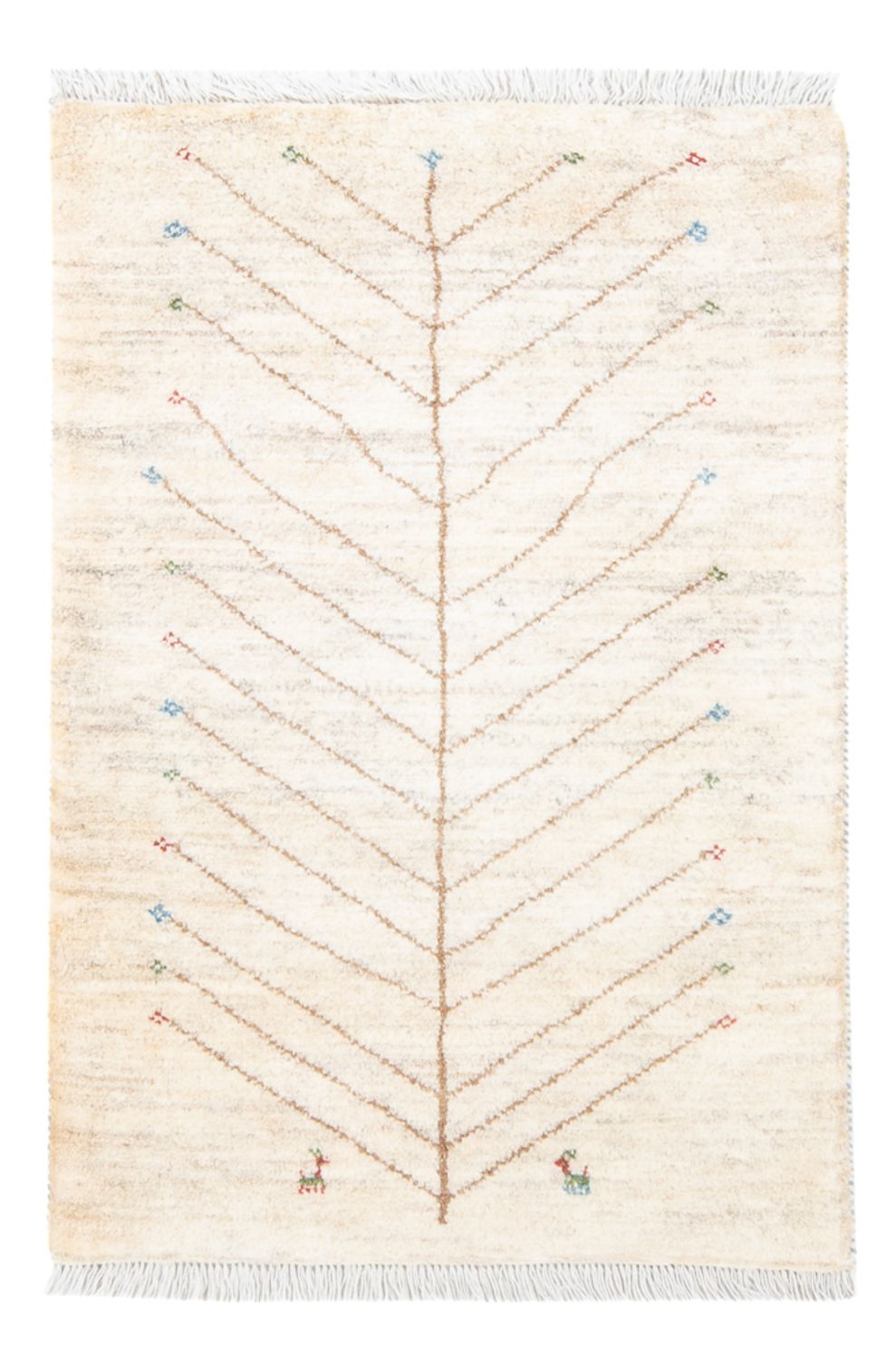 Alfombra Gabbeh - Persa - 121 x 77 cm - blanco natural