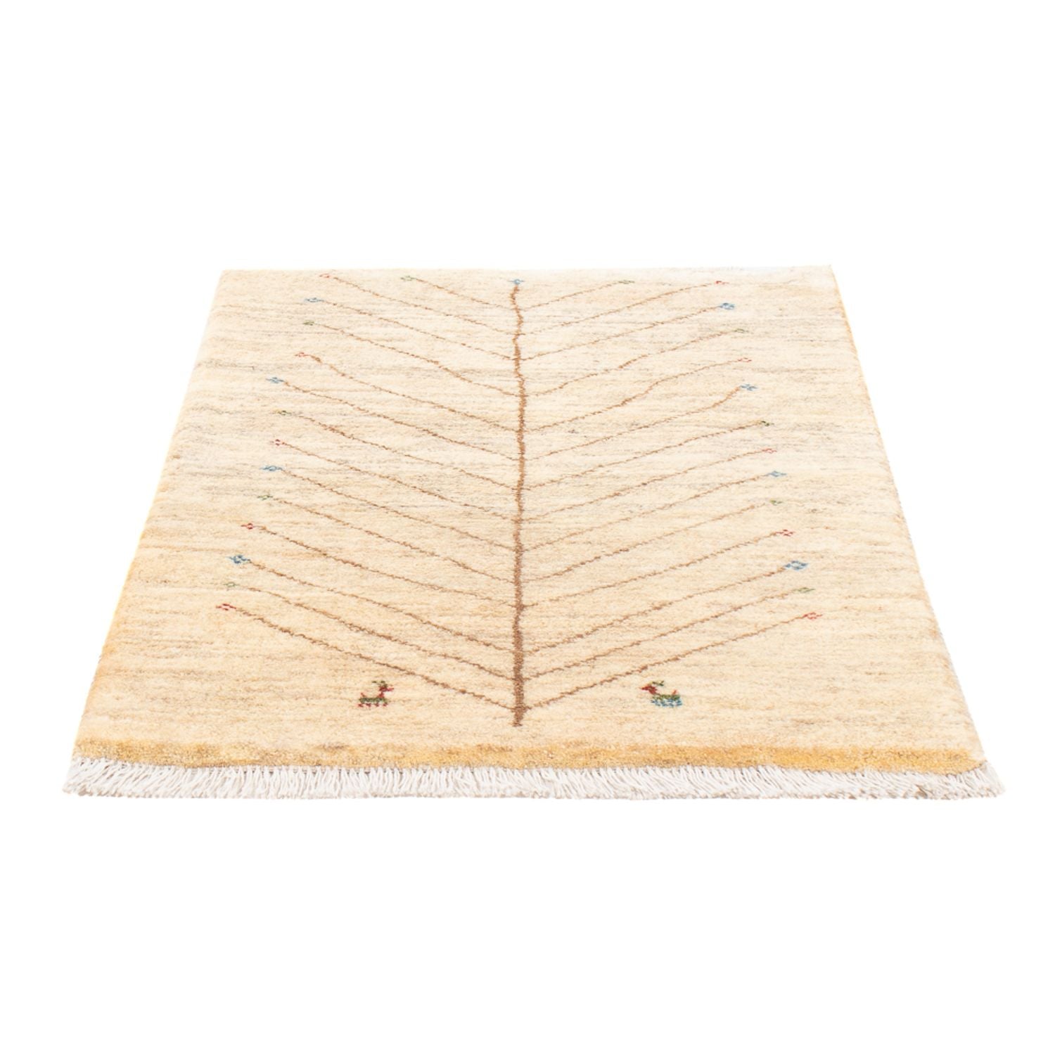 Alfombra Gabbeh - Persa - 121 x 77 cm - blanco natural