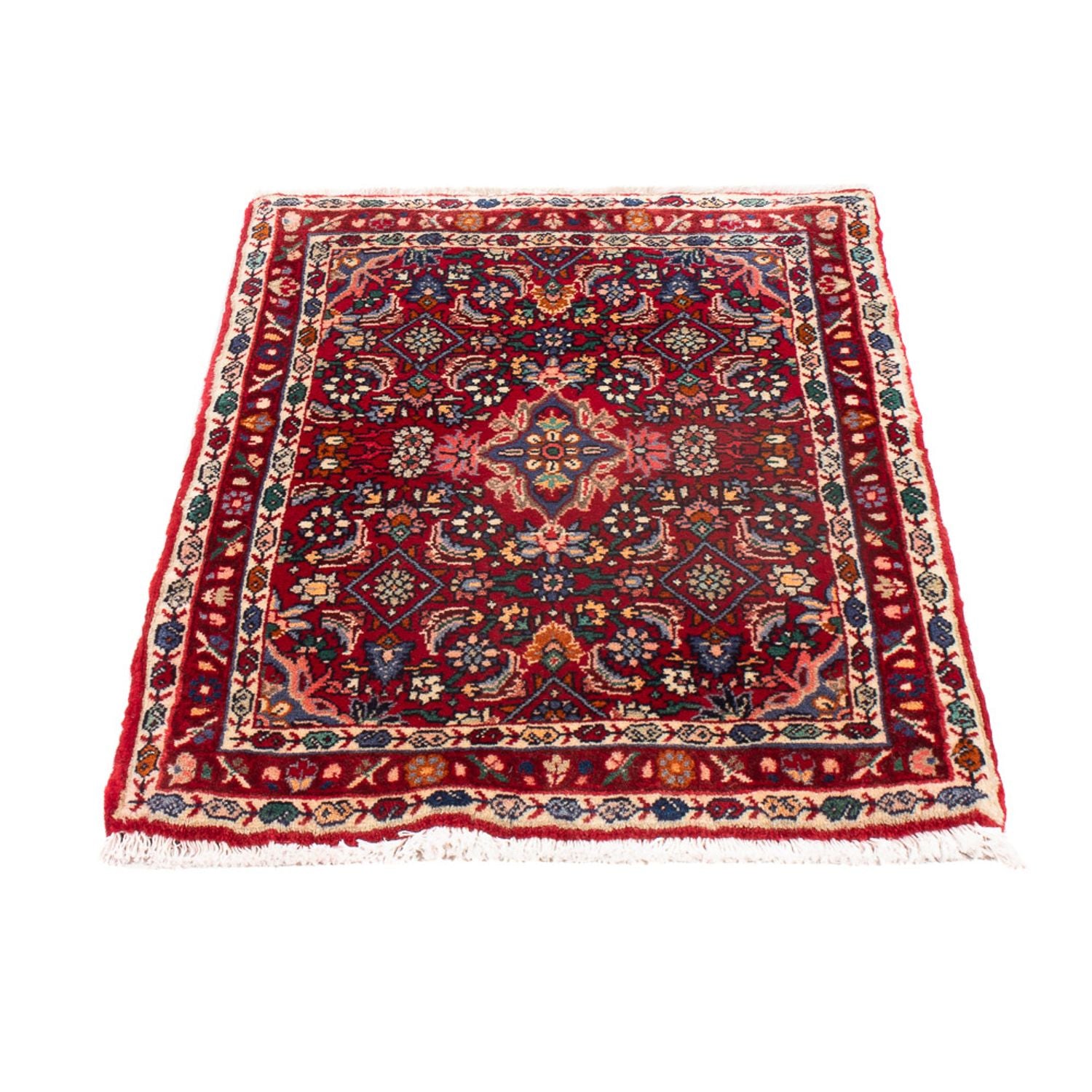 Alfombra persa - Bidjar - 80 x 52 cm - rojo burdeos