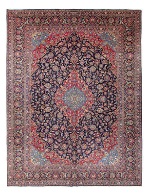 Alfombra persa - Keshan - Antiguo - 410 x 298 cm - azul oscuro