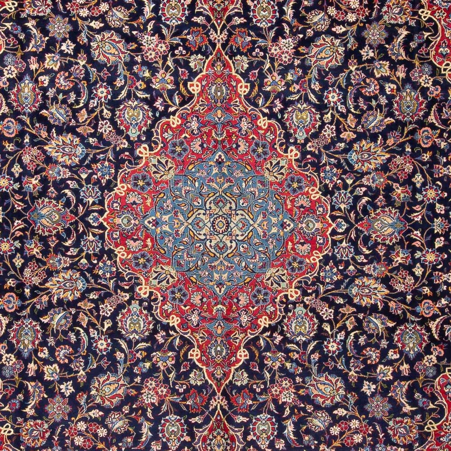 Alfombra persa - Keshan - Antiguo - 410 x 298 cm - azul oscuro