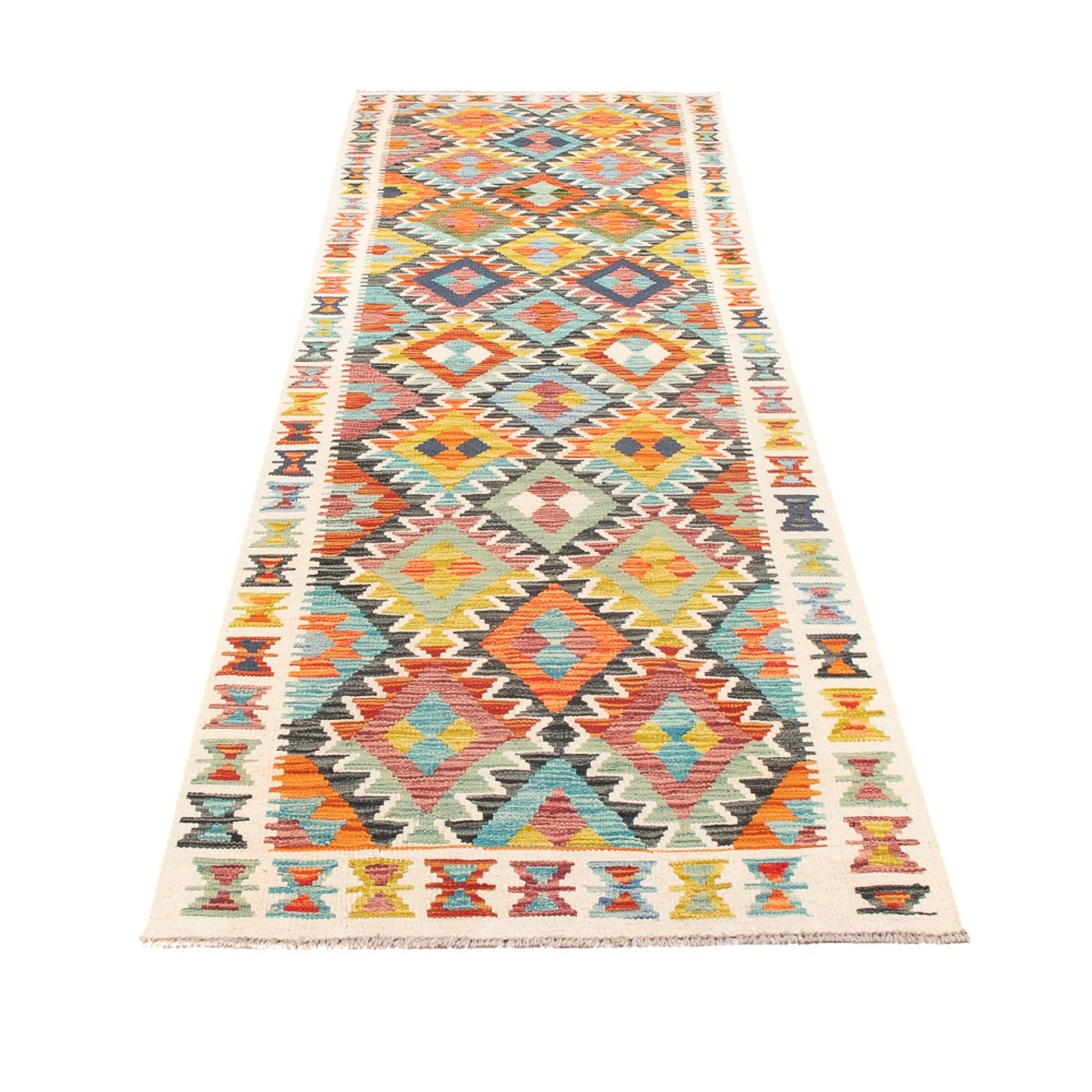 Alfombra de pasillo Alfombra Kelim - Splash - 281 x 80 cm - multicolor