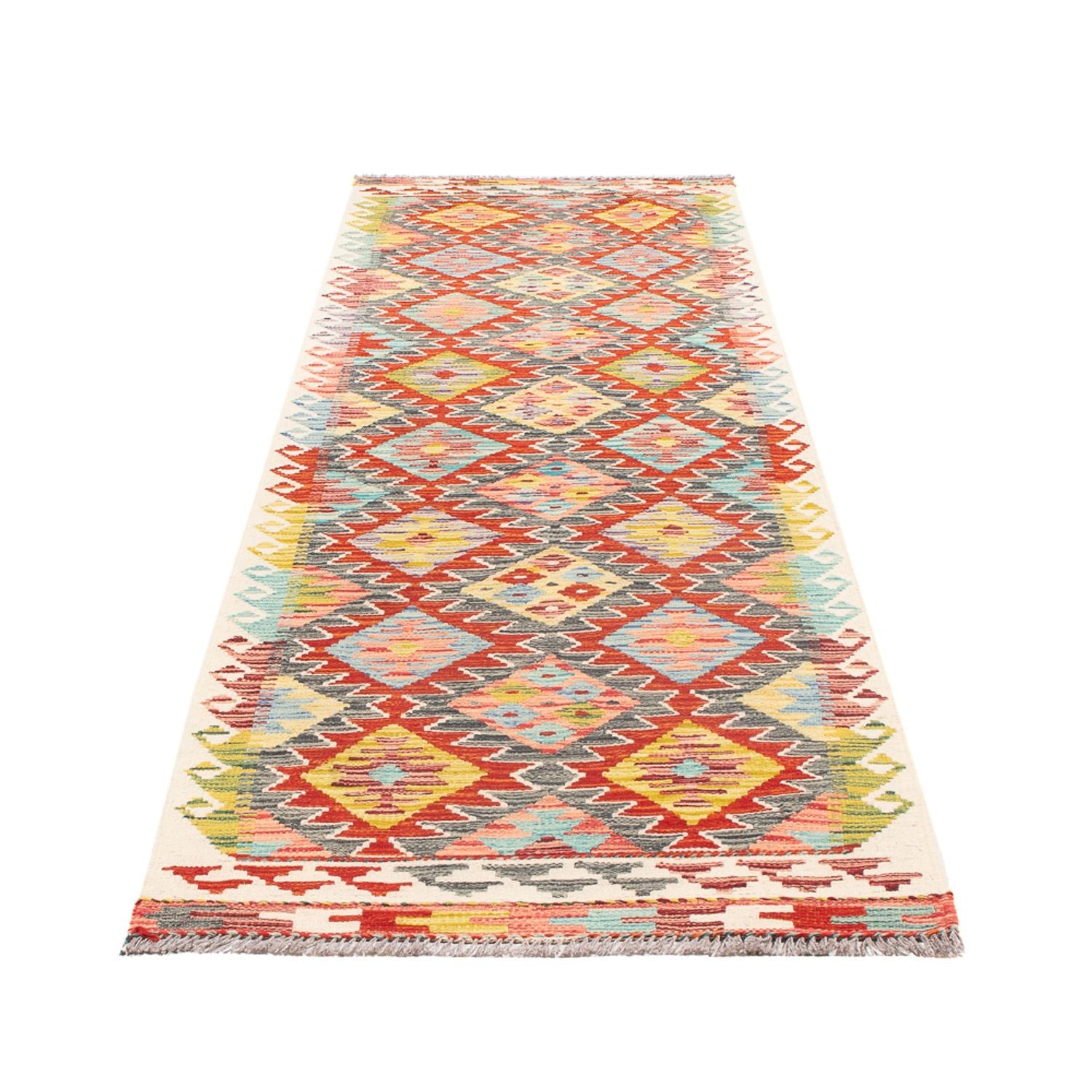 Alfombra de pasillo Alfombra Kelim - Splash - 286 x 78 cm - multicolor