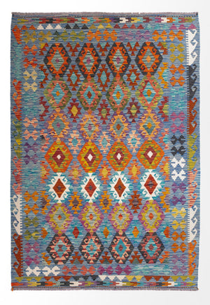 Alfombra Kelim - Splash - 241 x 175 cm - multicolor