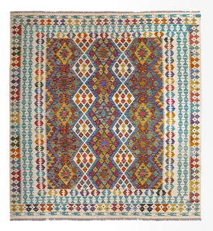 Alfombra Kelim - Splash cuadrado  - 207 x 203 cm - multicolor