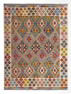Alfombra Kelim - Splash - 197 x 150 cm - multicolor