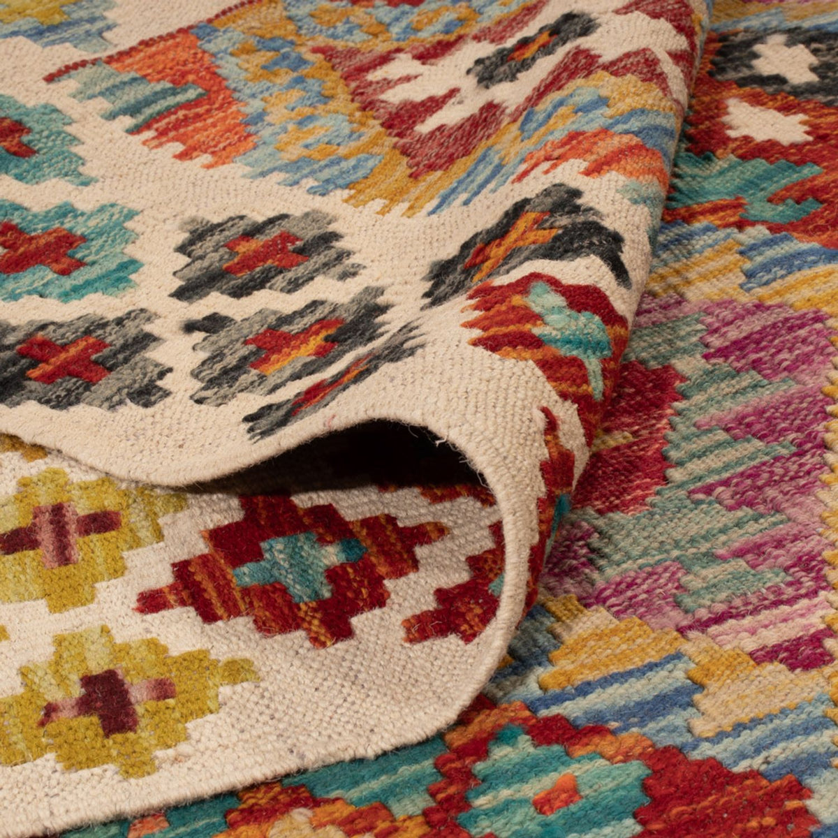 Alfombra Kelim - Splash - 197 x 150 cm - multicolor