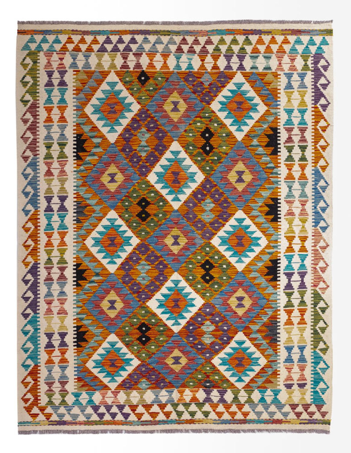 Alfombra Kelim - Splash - 196 x 150 cm - multicolor