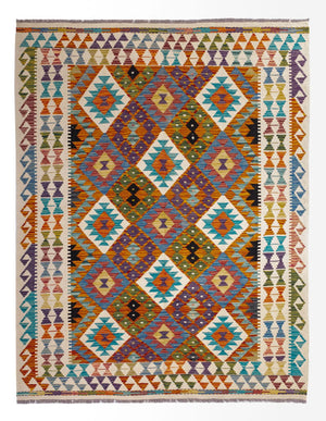 Alfombra Kelim - Splash - 196 x 150 cm - multicolor
