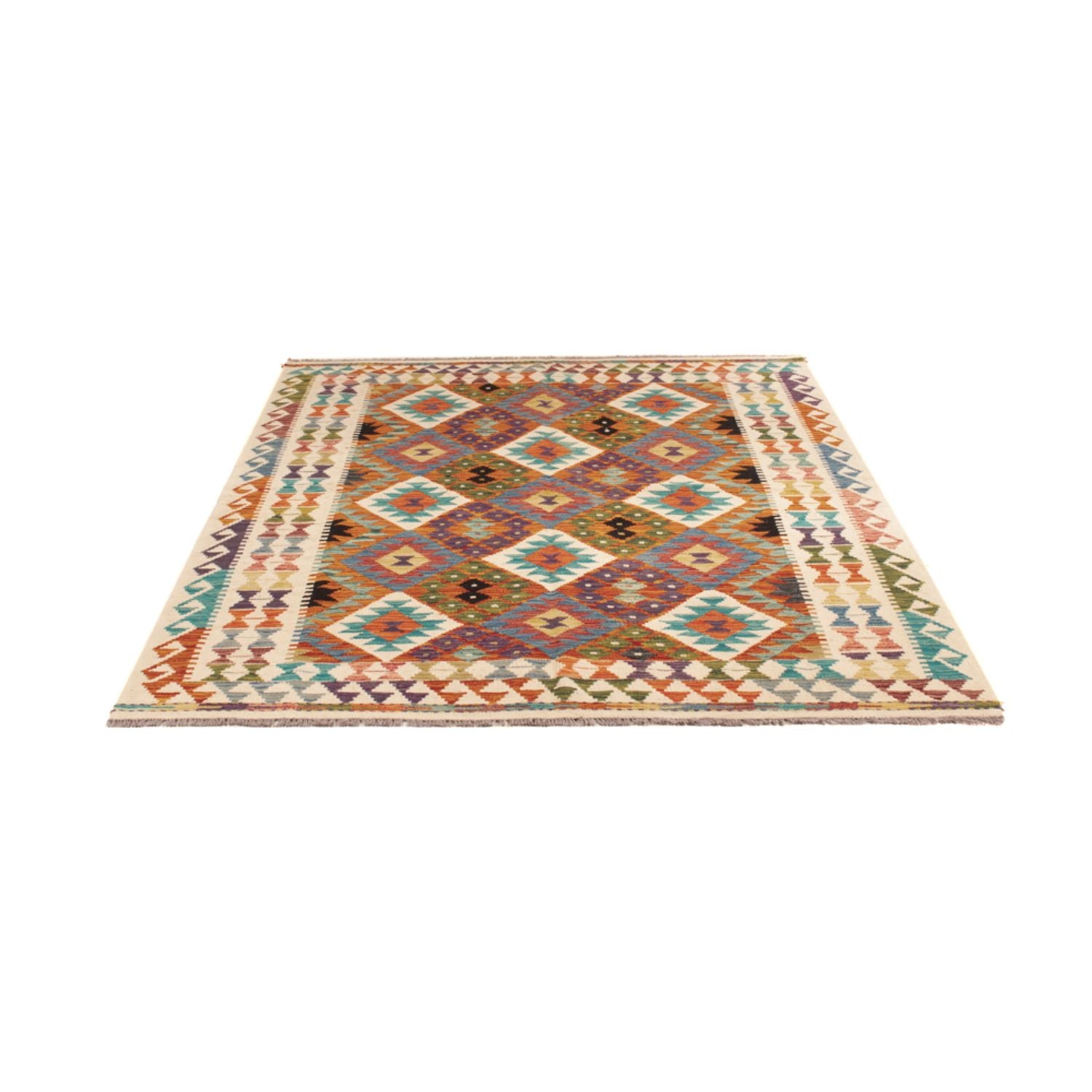 Alfombra Kelim - Splash - 196 x 150 cm - multicolor