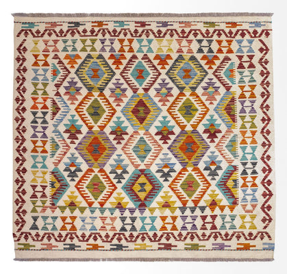 Alfombra Kelim - Splash cuadrado  - 154 x 143 cm - multicolor