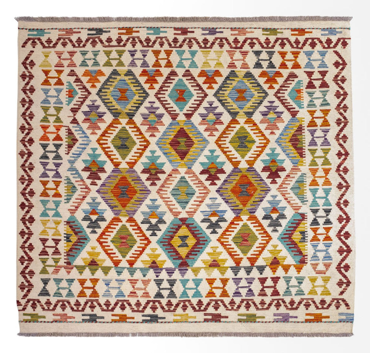 Alfombra Kelim - Splash cuadrado  - 154 x 143 cm - multicolor