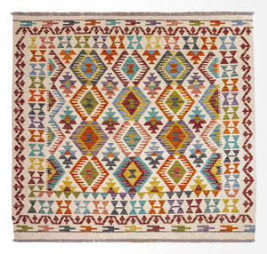 Alfombra Kelim - Splash cuadrado  - 154 x 143 cm - multicolor