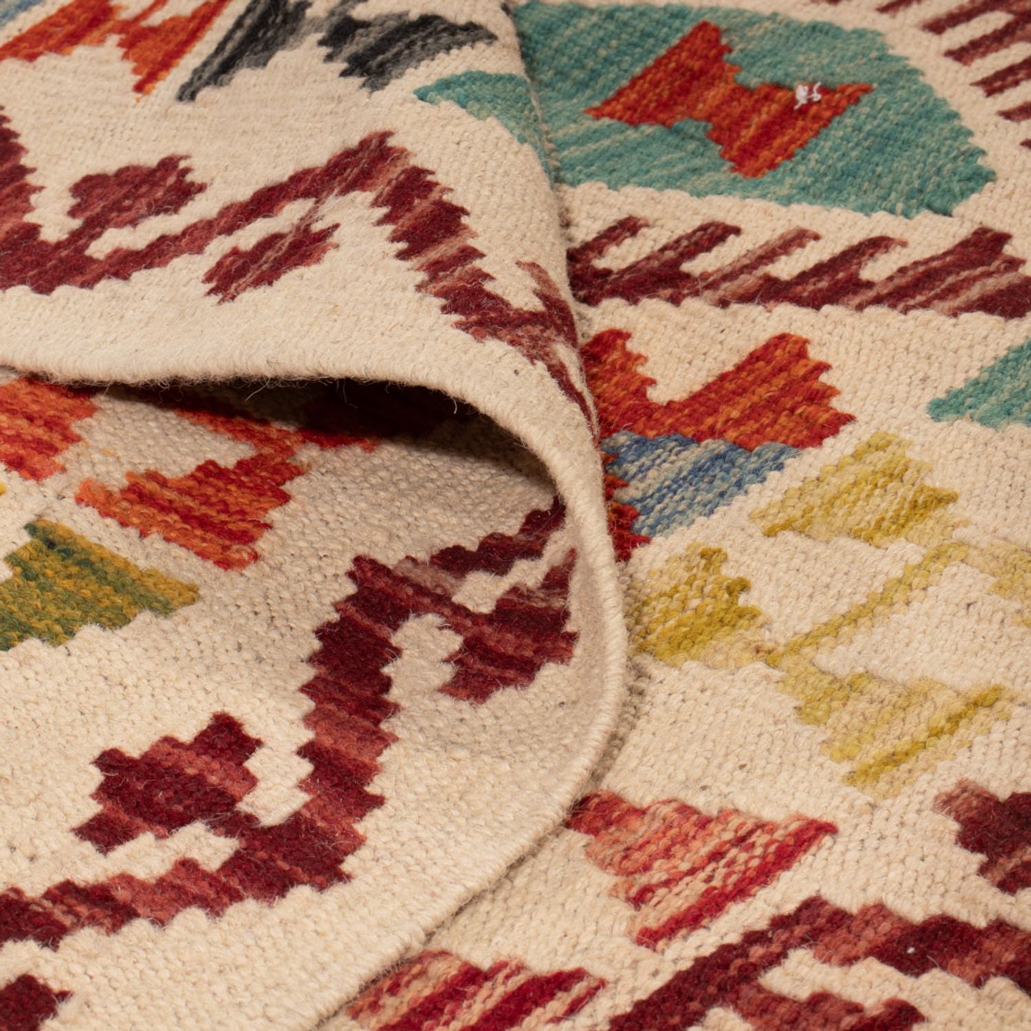 Alfombra Kelim - Splash cuadrado  - 154 x 143 cm - multicolor