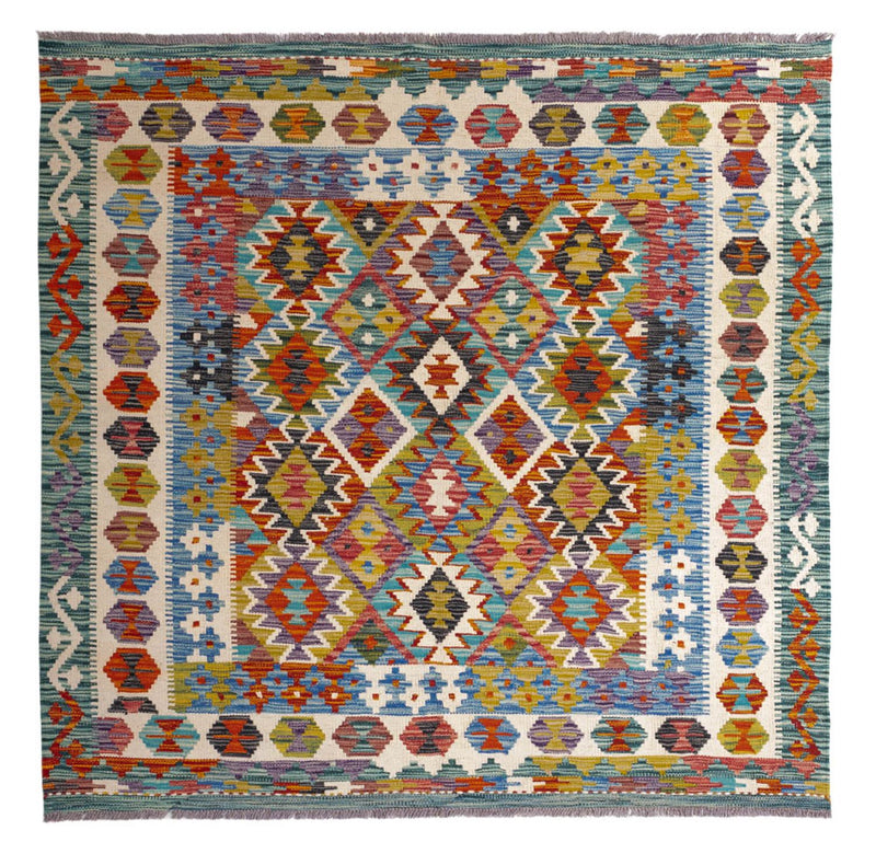 Alfombra Kelim - Splash cuadrado  - 154 x 154 cm - multicolor