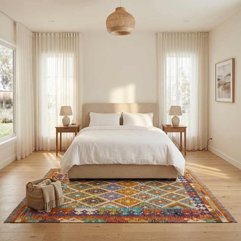 Kilim Maimana Alfombra 158x152cm - Alfombra de lana