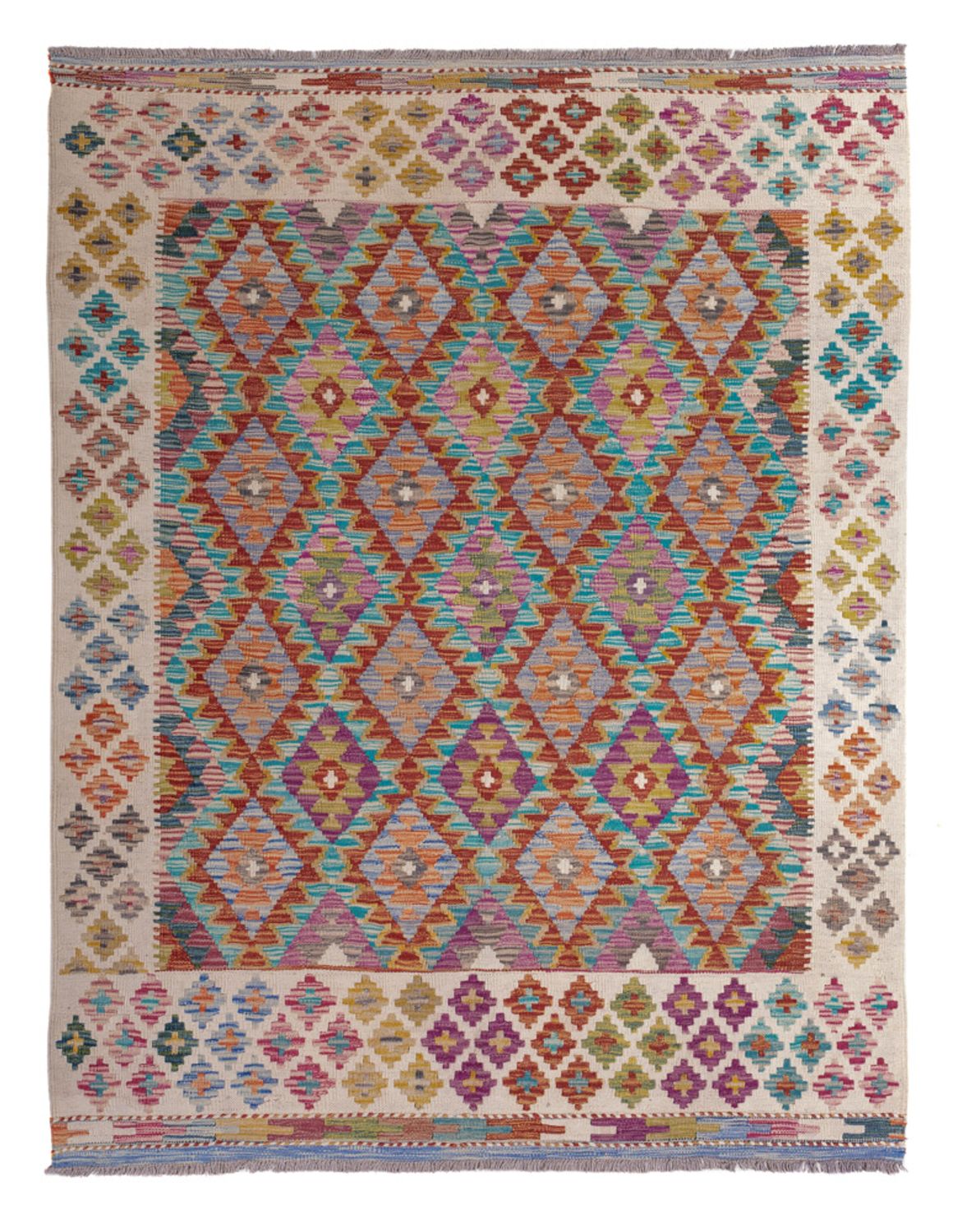 Alfombra Kelim - Splash - 198 x 150 cm - multicolor