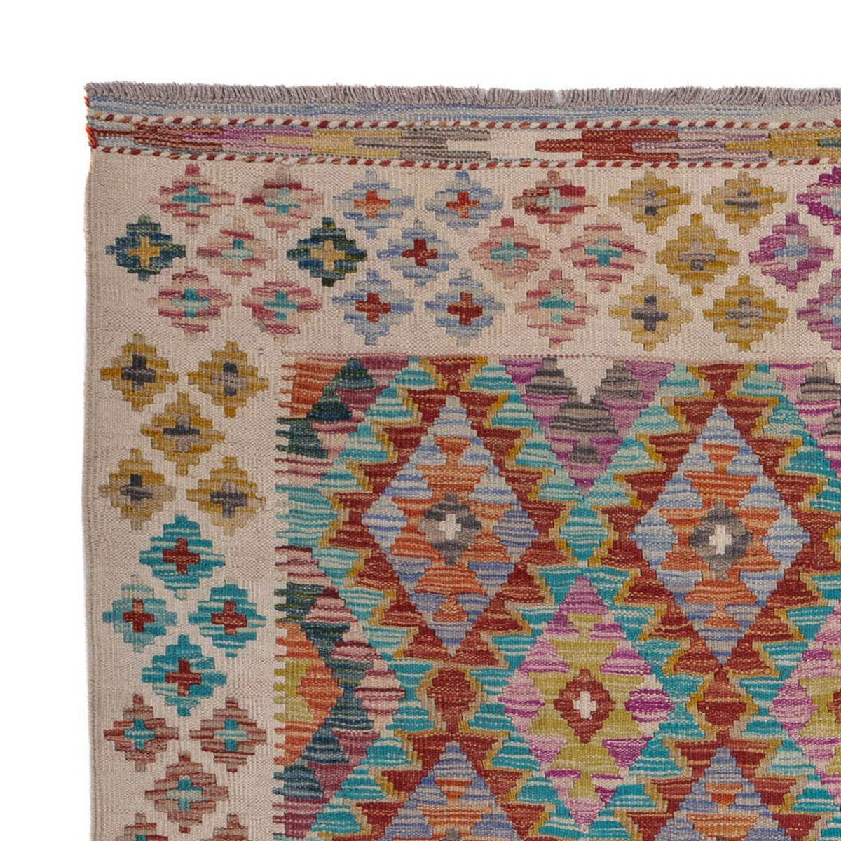 Alfombra Kelim - Splash - 198 x 150 cm - multicolor