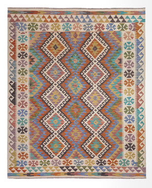Alfombra Kelim - Splash - 197 x 156 cm - multicolor