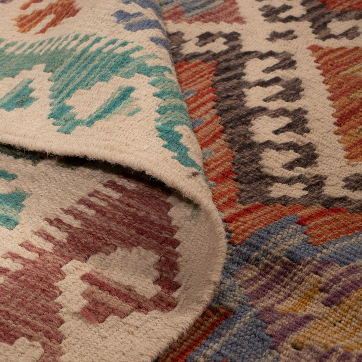 Alfombra Kelim - Splash - 197 x 156 cm - multicolor