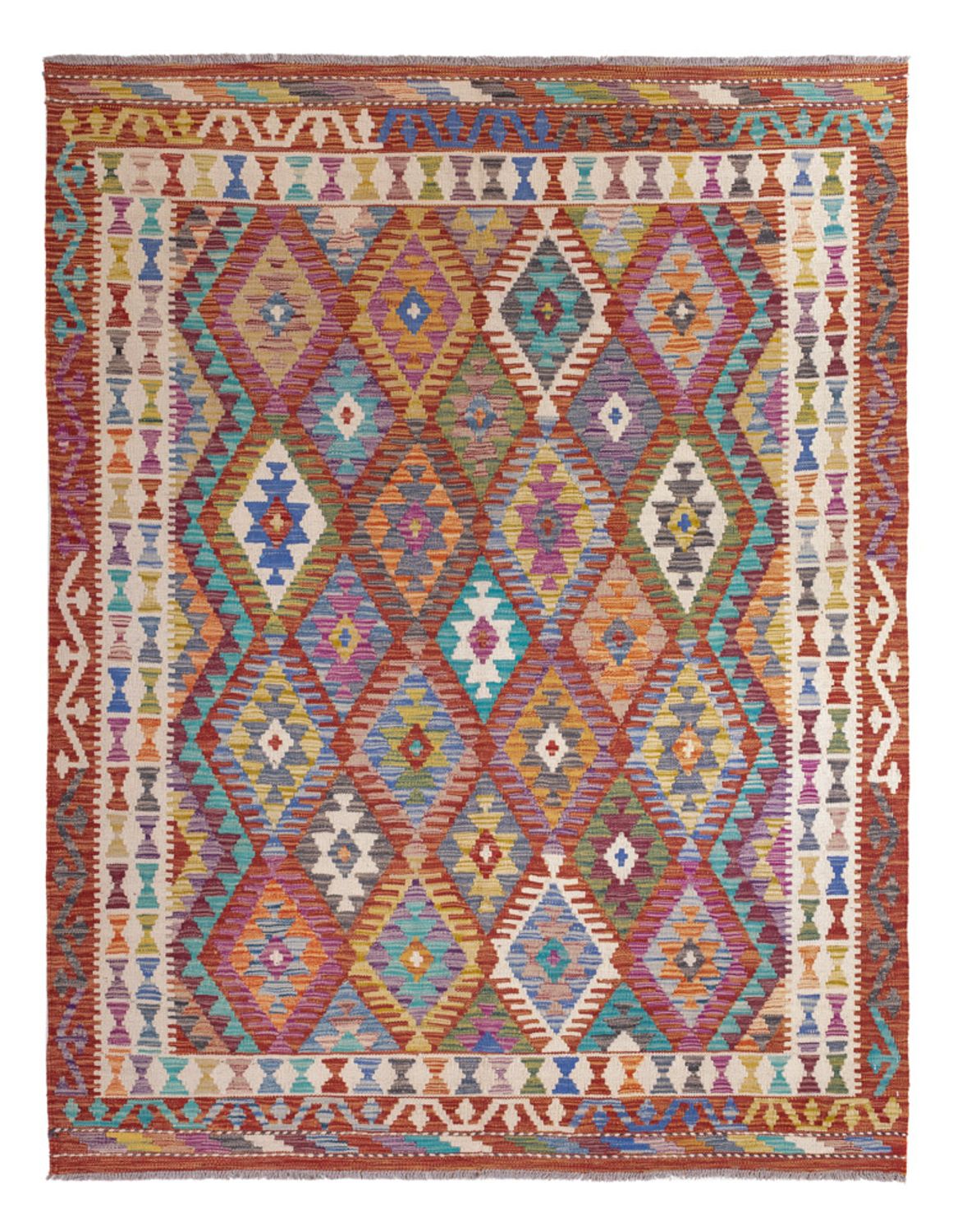 Alfombra Kelim - Splash - 198 x 156 cm - multicolor