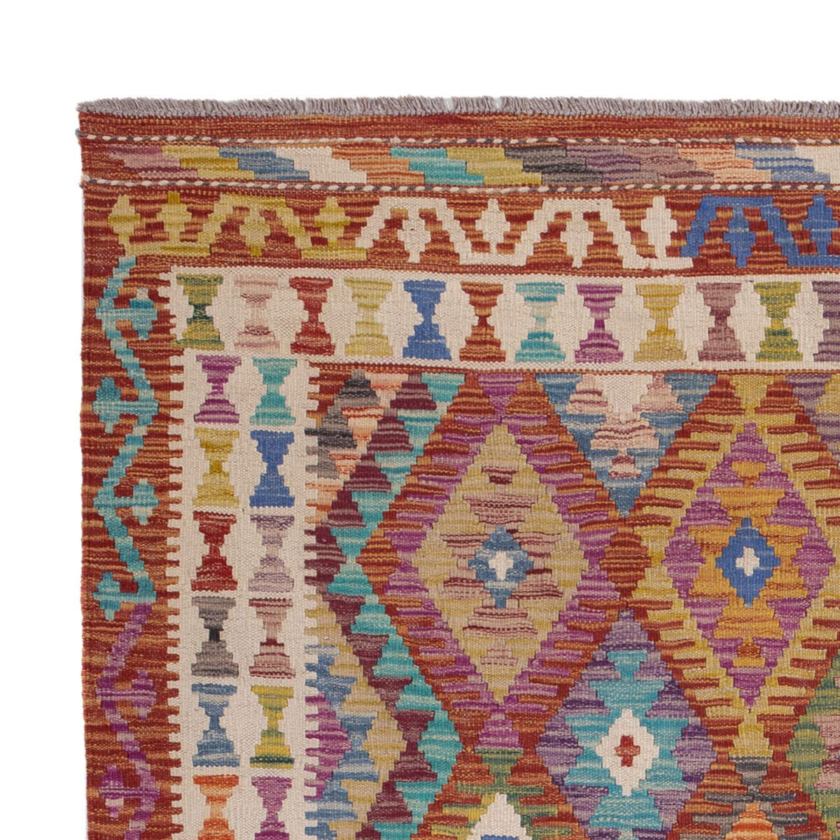 Alfombra Kelim - Splash - 198 x 156 cm - multicolor